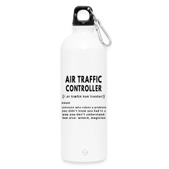 Air traffic controller funny noun definition - Water Bottle with carabiner 750 ml - white - Front