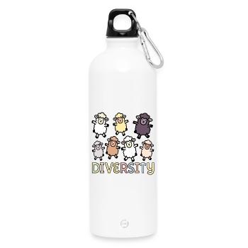 Vielfalt Schaf-Inklusion - Trinkflasche mit Karabiner 750 ml - Weiß - Vorne