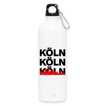 KÖLN SKYLINE – DOM POWER! - Trinkflasche mit Karabiner 750 ml - Weiß - Vorne