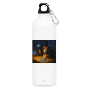 Krypto-Zauberer der Marktcharts Wandalu Vuhs - Trinkflasche mit Karabiner 750 ml - Weiß - Vorne