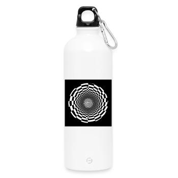 Schwarz-Weiß-optischer Wirbel - Trinkflasche mit Karabiner 750 ml - Weiß - Vorne
