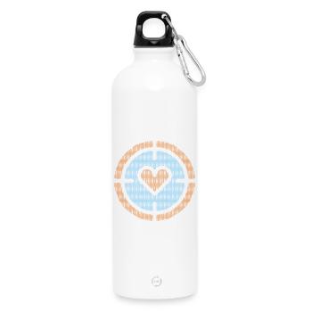 Herz im Ziel-Emblem, Wabenmuster - Trinkflasche mit Karabiner 750 ml - Weiß - Vorne