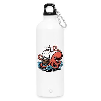 Pieuvre entrelace Voilier Navire Calamar - Gourde en inox avec mousqueton 750 ml - blanc - Devant