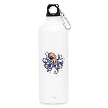 Impression de poulpe à l’encre - Gourde en inox avec mousqueton 750 ml - blanc - Devant