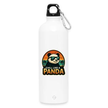 Chill wie ein Panda - Trinkflasche mit Karabiner 750 ml - Weiß - Vorne