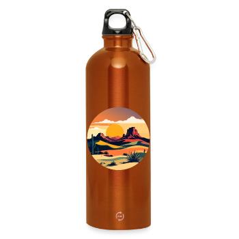 Sonnenuntergang in Wüstenlandschaft - Trinkflasche mit Karabiner 750 ml - Orange - Vorne