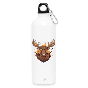 Waldhirsch Feuer-Splash - Trinkflasche mit Karabiner 750 ml - Weiß - Vorne