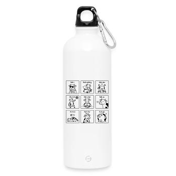 Lustige Kuh Wortspiele - Witziges Tier-Cartoon - Trinkflasche mit Karabiner 750 ml - Weiß - Vorne
