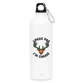 Tête cerf néon vert et orange - Gourde en inox avec mousqueton 750 ml - blanc - Devant