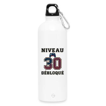 Niveau 30 Débloqué – Contrôleur Jeu - Gourde en inox avec mousqueton 750 ml - blanc - Devant