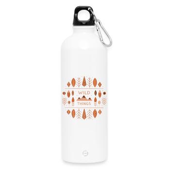 Naturmuster des Wildwaldes - Trinkflasche mit Karabiner 750 ml - Weiß - Vorne