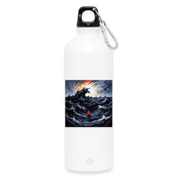 Red sail in the sea of storms - Water Bottle with carabiner 750 ml - white - Front