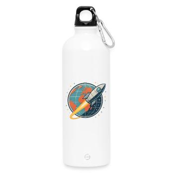 Lancement de fusée au-dessus du globe - Gourde en inox avec mousqueton 750 ml - blanc - Devant
