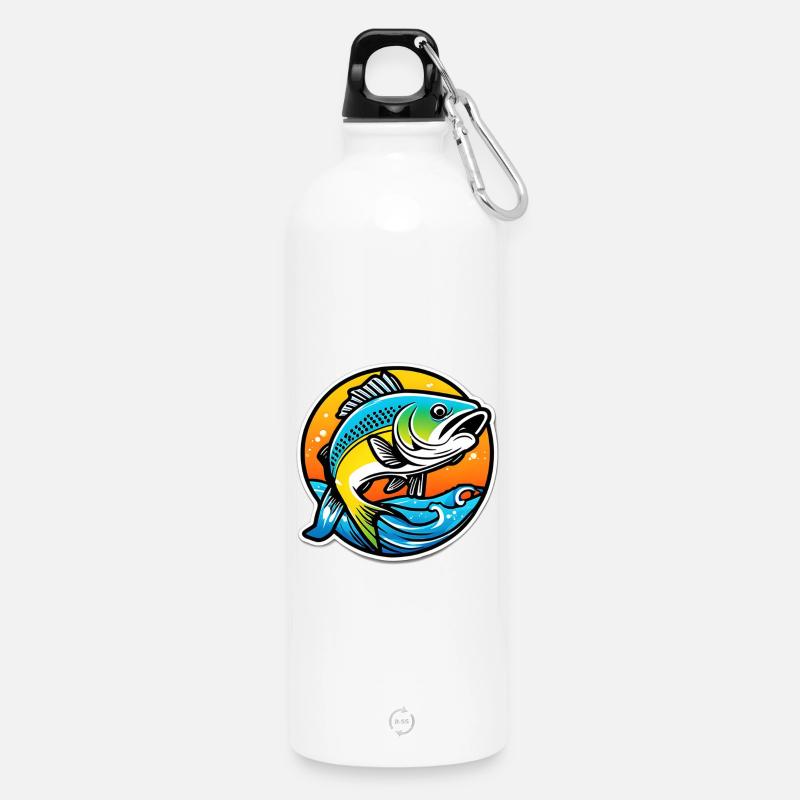 Leuchtender Regenbogenbarsch - Trinkflasche mit Karabiner 750 ml - Weiß