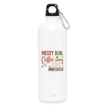 Messy Bun, Coffee Won - Water Bottle with carabiner 750 ml - white - Front