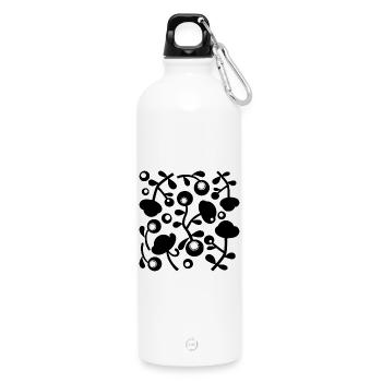 Abstrakte Pfingstrosen L Schwarz Transparent - Trinkflasche mit Karabiner 750 ml - Weiß - Vorne