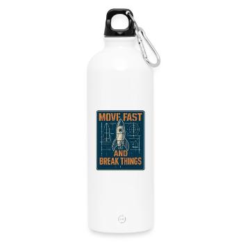 Rocket Symbol: Act Fast - Water Bottle with carabiner 750 ml - white - Front