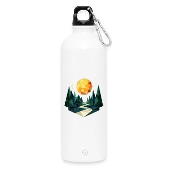 Nuit lunaire dans la forêt polygonale - Gourde en inox avec mousqueton 750 ml - blanc - Devant