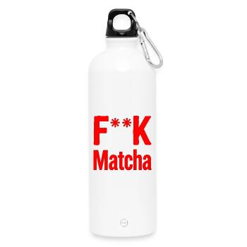 F**K Matcha Bold Logo - Water Bottle with carabiner 750 ml - white - Front