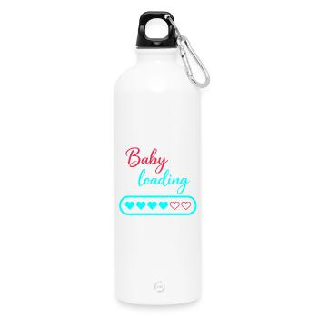 Baby Loading Neon Hearts - Trinkflasche mit Karabiner 750 ml - Weiß - Vorne