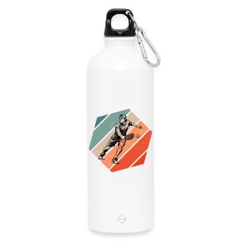 Pickleball Coach Gift for Pickleball Game Fans - Water Bottle with carabiner 750 ml - white - Front