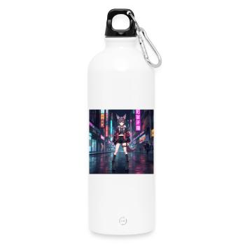 Renard de la nuit dans le quartier néon - Gourde en inox avec mousqueton 750 ml - blanc - Devant