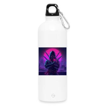 Neon ninja in Cybercity - Water Bottle with carabiner 750 ml - white - Front