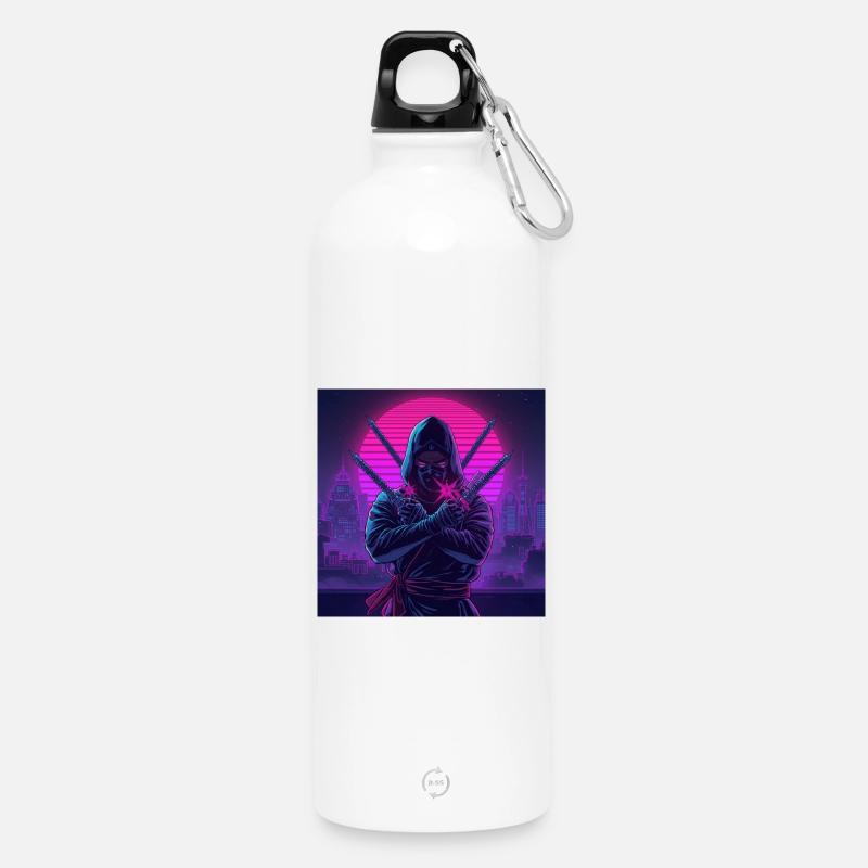 Ninja néon dans Cybercité - Gourde en inox avec mousqueton 750 ml - blanc