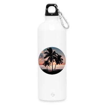 Beach Sea Palm Trees - Water Bottle with carabiner 750 ml - white - Front