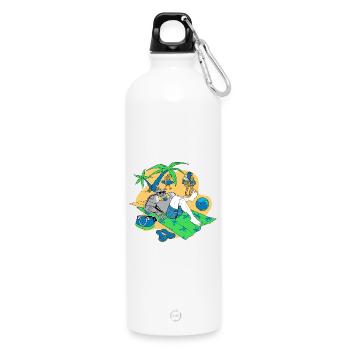 Entspannter Ritter am tropischen Strand - Trinkflasche mit Karabiner 750 ml - Weiß - Vorne