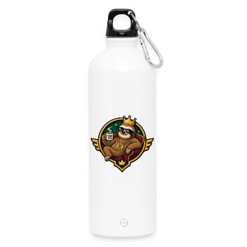 Königlicher Chiller-Sloth mit Kaffee - Trinkflasche mit Karabiner 750 ml - Weiß - Vorne
