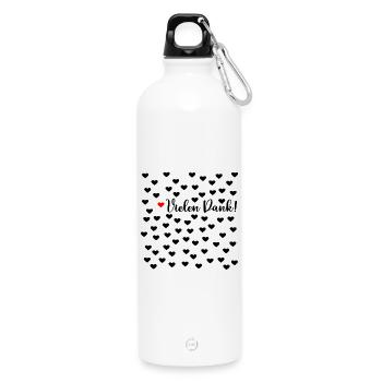 Dankbarkeit Vielen Dank Herzen - Trinkflasche mit Karabiner 750 ml - Weiß - Vorne