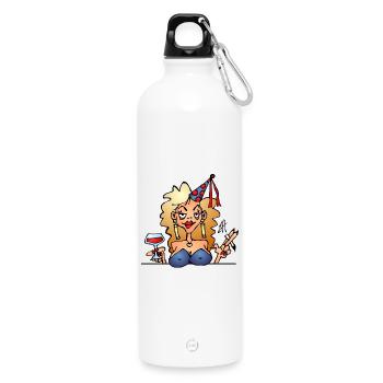 Birthday party - Water Bottle with carabiner 750 ml - white - Front
