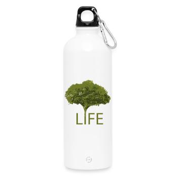 Arbre et Vie – Silhouette Verte - Gourde en inox avec mousqueton 750 ml - blanc - Devant