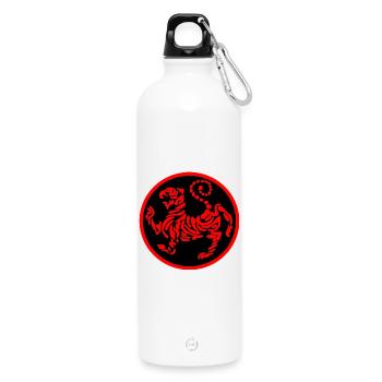 Shotokan karaté logo emblème tigre rouge sur noir - Gourde en inox avec mousqueton 750 ml - blanc - Devant
