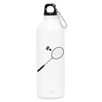 Badminton badminton with badminton racket - Water Bottle with carabiner 750 ml - white - Front