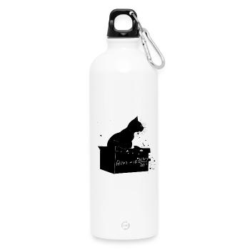 Le chat est vivant - Gourde en inox avec mousqueton 750 ml - blanc - Devant