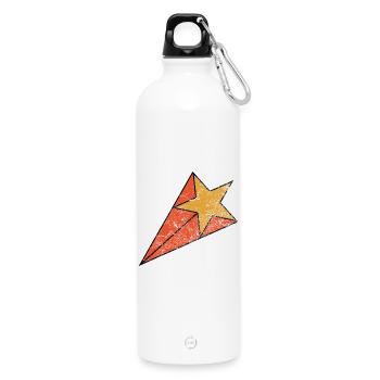Rot & Gelb Grunge Style Retro Sternschnuppe - Trinkflasche mit Karabiner 750 ml - Weiß - Vorne