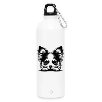 Chihuahua Kopf mit Poten - Trinkflasche mit Karabiner 750 ml - Weiß - Vorne