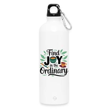 Finde Freude am Gewöhnlichen - Trinkflasche mit Karabiner 750 ml - Weiß - Vorne