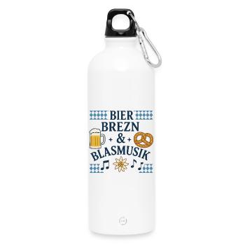 Bière, bretzels et musique de fanfare - Gourde en inox avec mousqueton 750 ml - blanc - Devant