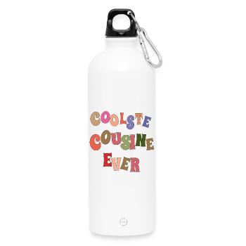 Coolest Cousin Ever - Water Bottle with carabiner 750 ml - white - Front