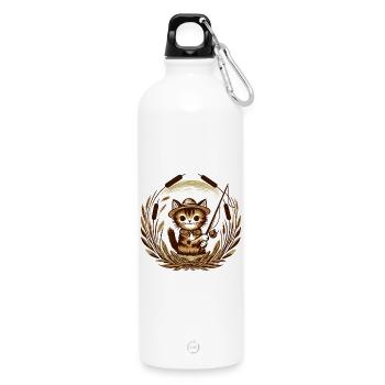 Whiskered Angler Cat - Water Bottle with carabiner 750 ml - white - Front