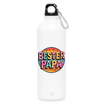 Meilleur papa rétro - Gourde en inox avec mousqueton 750 ml - blanc - Devant