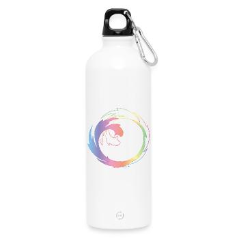 Kreativer Farbkreis als dynamischer Designrahmen - Trinkflasche mit Karabiner 750 ml - Weiß - Vorne