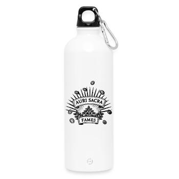 Auri sacra fames  Cursed hunger for gold - Water Bottle with carabiner 750 ml - white - Front