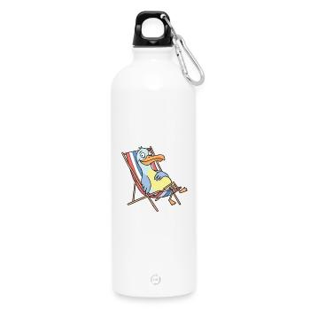 Relaxter Strandpelikan - Trinkflasche mit Karabiner 750 ml - Weiß - Vorne