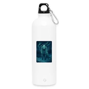 Nordwolf im Nachtwald - Trinkflasche mit Karabiner 750 ml - Weiß - Vorne