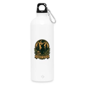 Forest witch silhouette in the moonlight - Water Bottle with carabiner 750 ml - white - Front