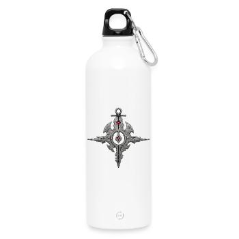 Sacred Fragment Cross Symbol – Mystical Sigil - Water Bottle with carabiner 750 ml - white - Front